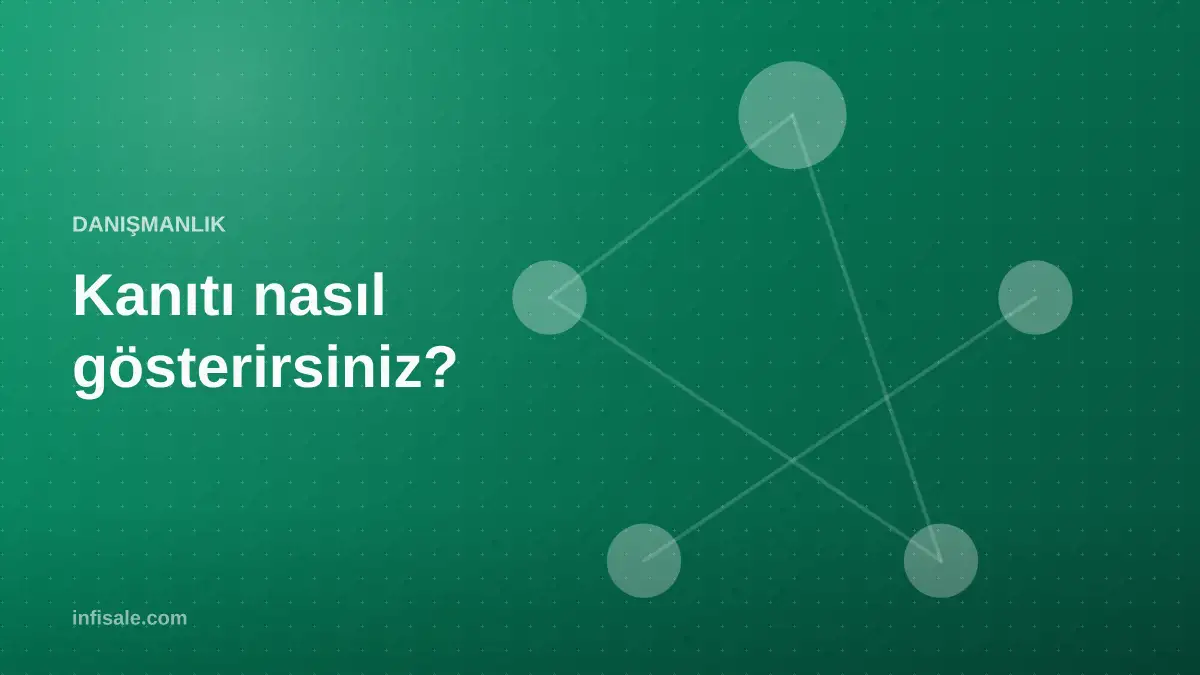Kapak görseli: "Kanıtı nasıl gösterirsiniz?" başlığı, zümrüt degrade zemin üzerinde birbirine bağlı düğüm ağı