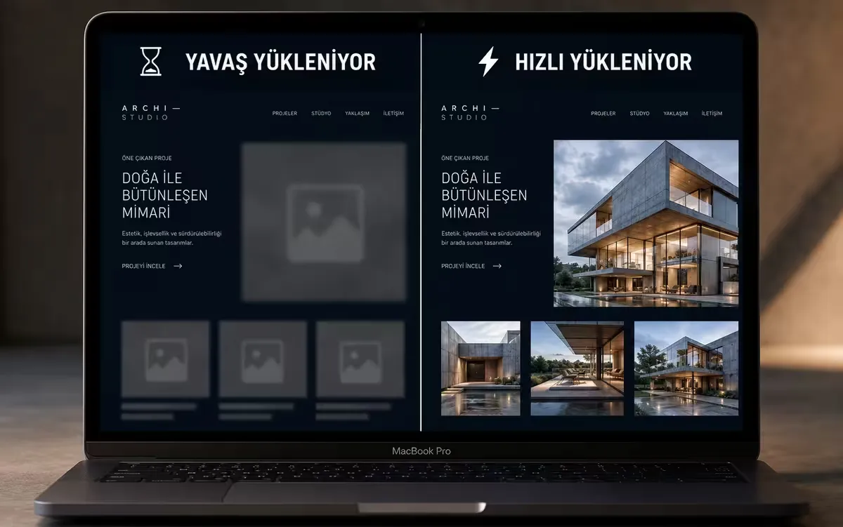 Mimarlık ofisi portfolyo web tasarımı ve görsel optimizasyon